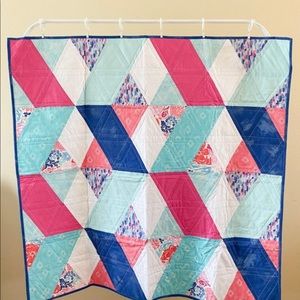 Handmade Modern Triangle Baby Girl Quilt